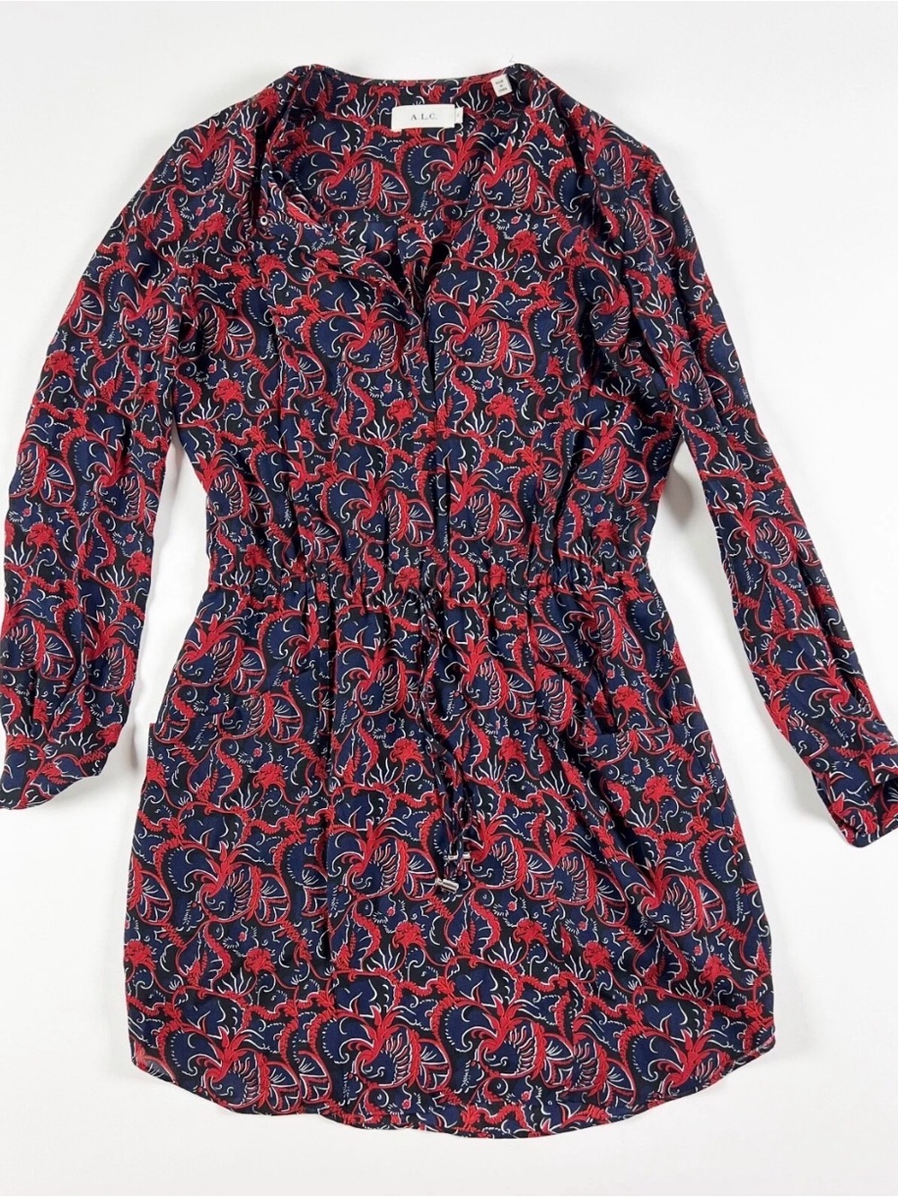 A.L.C. Navy and Red Silk Dress